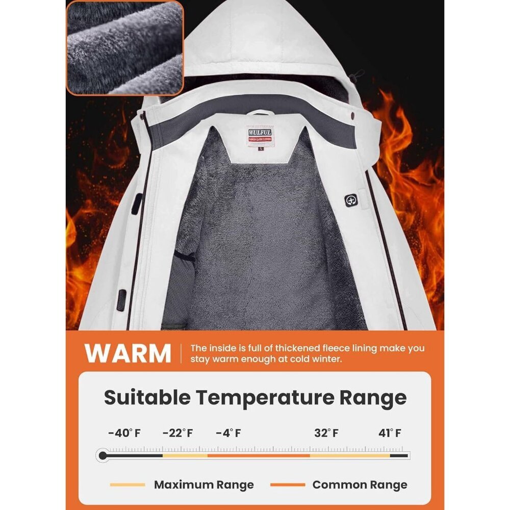 Women's Pink  Waterproof Ski Jacket Warm Winter Coats Windproof with Hood - Picture 4 of 7